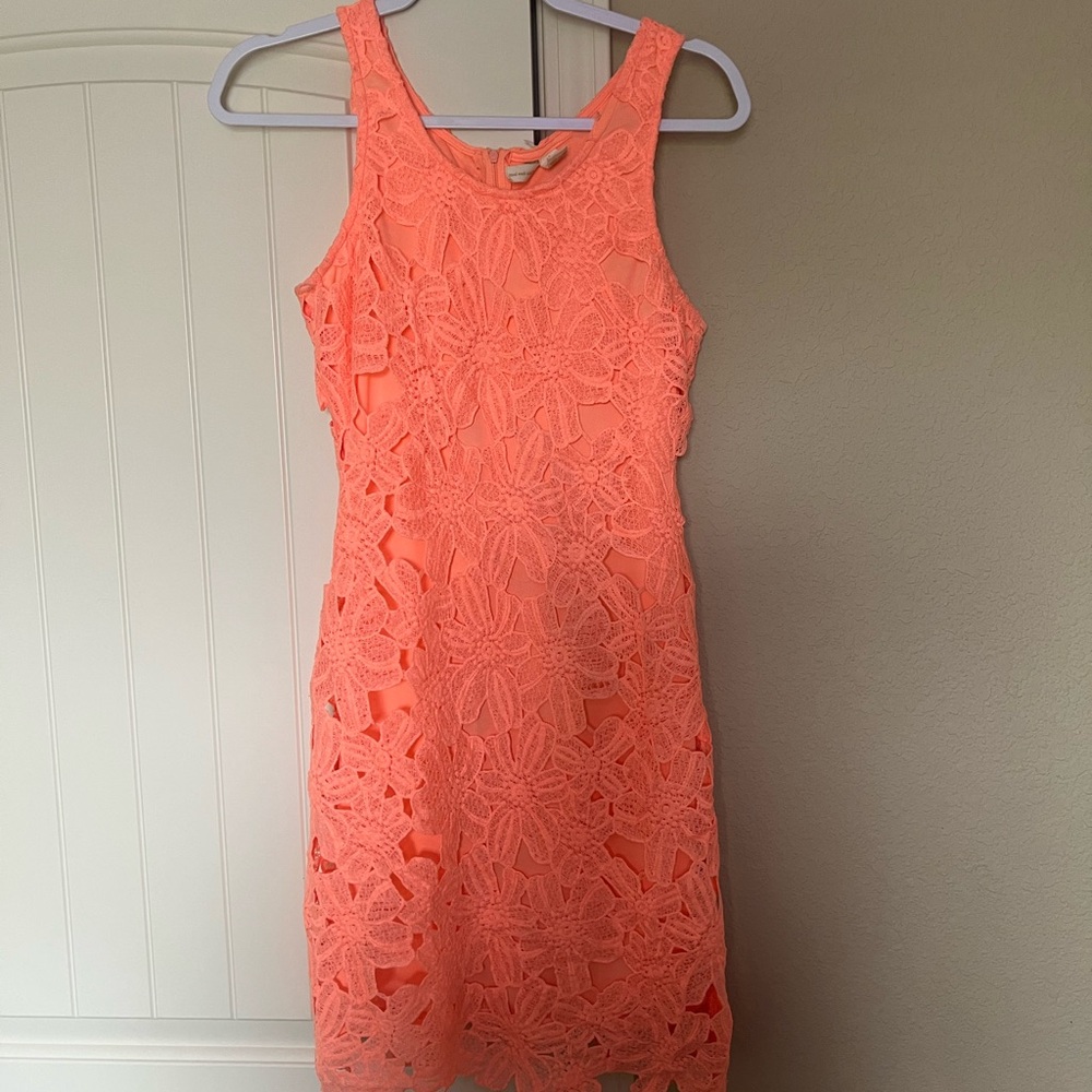 Elegant Coral Lace Dress